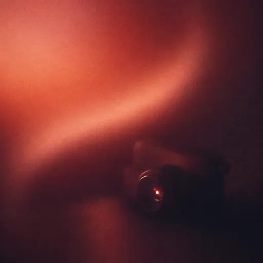 A camera lens catching a single point of light