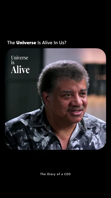 A finished clip: “The Universe Is Alive In Us?” over a square of the interview, the pulled phrase “Universe is Alive” set over the speaker.
